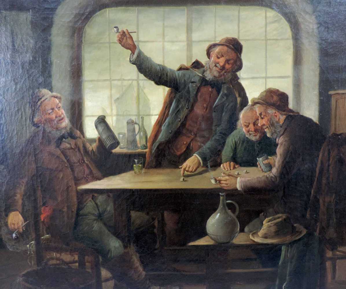 Konstantin STOITZNER (1863 - 1934) zugeschrieben. "Gewonnen!" 69 cm x 56 cm. Gemälde, Öl auf - Image 4 of 8