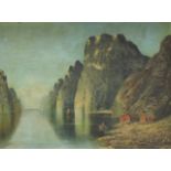 H. F. ELMBLAD (XIX - XX). Fjord. 74 cm x 100 cm. Gemälde, Öl auf Leinwand. Links unten signiert.