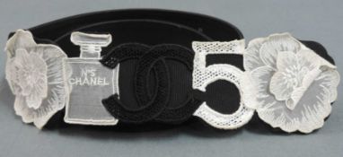 Chanel Gürtel. Made in France. "No. 5 - 50". 85 / 34. Textile. Chanel belt. Made in France. "No. 5 -