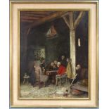 Claus MEYER (1856 - 1919). Das Kartenspiel. 70 cm x 57 cm. Gemälde, Öl auf Holz. Links unten