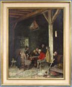 Claus MEYER (1856 - 1919). Das Kartenspiel. 70 cm x 57 cm. Gemälde, Öl auf Holz. Links unten