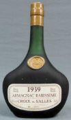 1939 Armagnac Rarissime. A.C.; Croix de Salles. 40%; 70 cl. Eine Flasche Bas Armagnac. No. 15351.