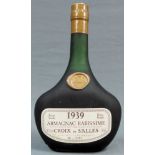 1939 Armagnac Rarissime. A.C.; Croix de Salles. 40%; 70 cl. Eine Flasche Bas Armagnac. No. 15351.