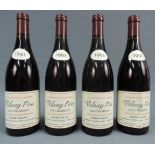 1993 Volnay Premier Cru. Les Champs A.C. Joseph Voillot. 4 Flaschen. Je 750 ml, Alc. 13,5% by vol.