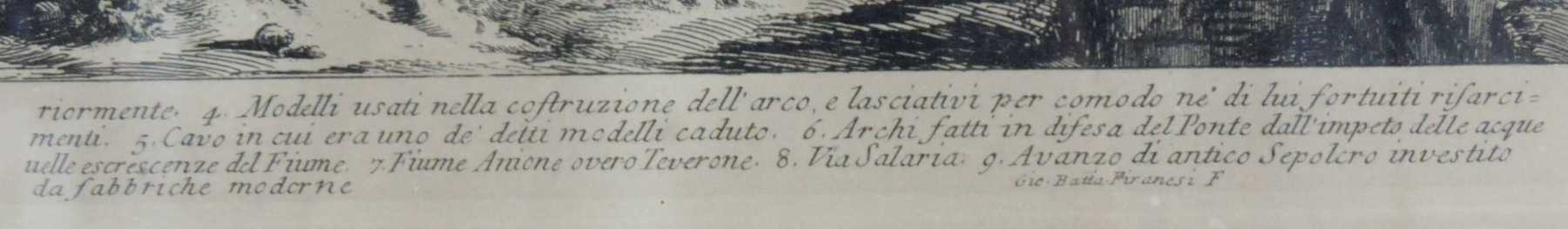 Giovanni Battista PIRANESI (1720 - 1778) "Veduta del Ponte Salario". Der Stich circa 42 cm x 63 - Image 4 of 5