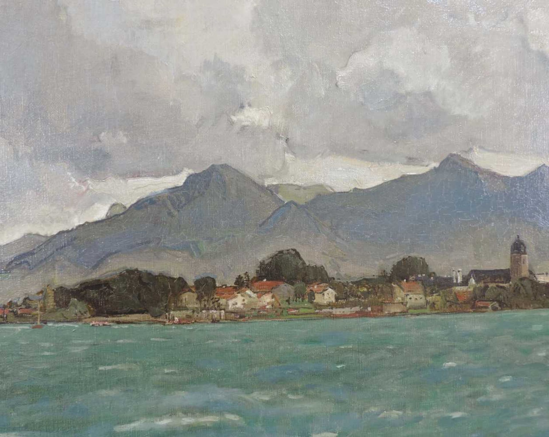 Otto MILLER-DIFLO (1878 - 1949). Blick auf die Fraueninsel in Chiemsee. 59,5 cm x 81,5 cm. - Bild 5 aus 10