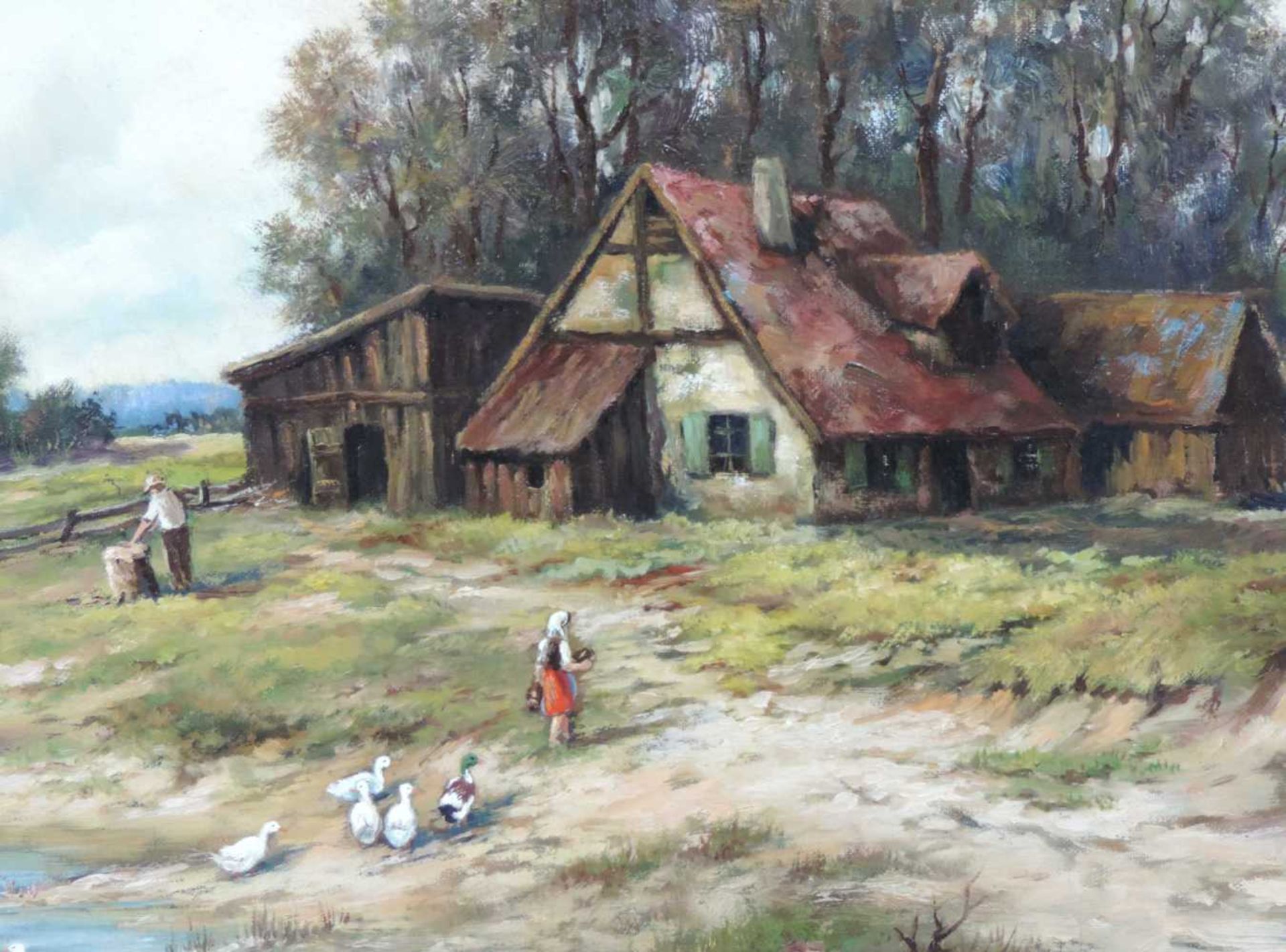 Alfons Maria SPEIER (1923). Bauernhaus mit Teich. 59 cm x 78 cm. Gemälde. Öl auf Leinwand. Signiert. - Bild 4 aus 9