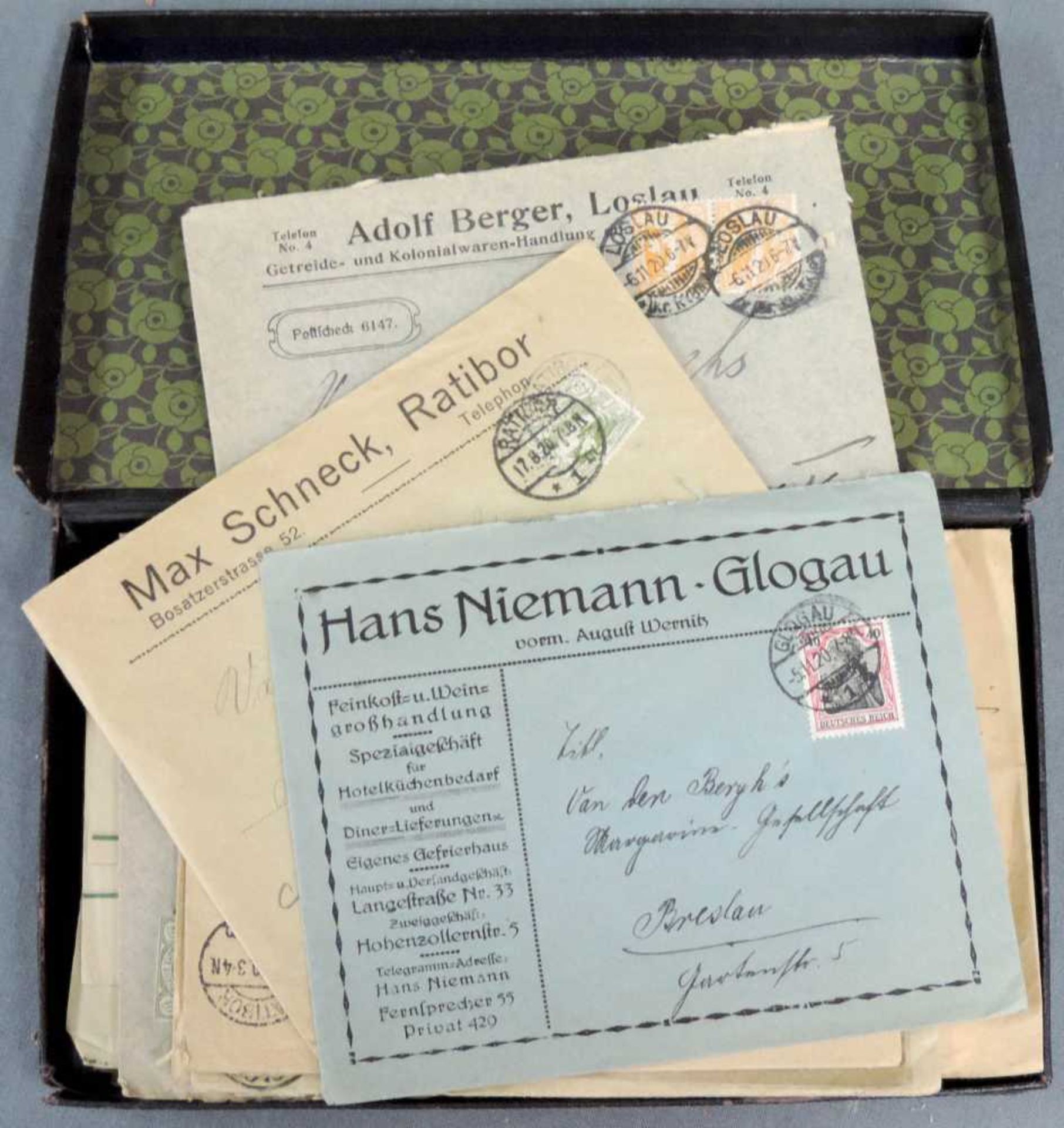 Briefmarken, Postkarten und Briefe, 19. und 20. Jahrhundert. Briefumschläge mit Werbeaufdrucken, - Bild 15 aus 17