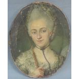 UNBEKANNT (XVIII). Prinzessin Anna Amalie von Preußen mit Sonnenschirm. 49 cm x 38 cm oval. Gemälde,