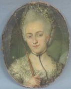 UNBEKANNT (XVIII). Prinzessin Anna Amalie von Preußen mit Sonnenschirm. 49 cm x 38 cm oval. Gemälde,