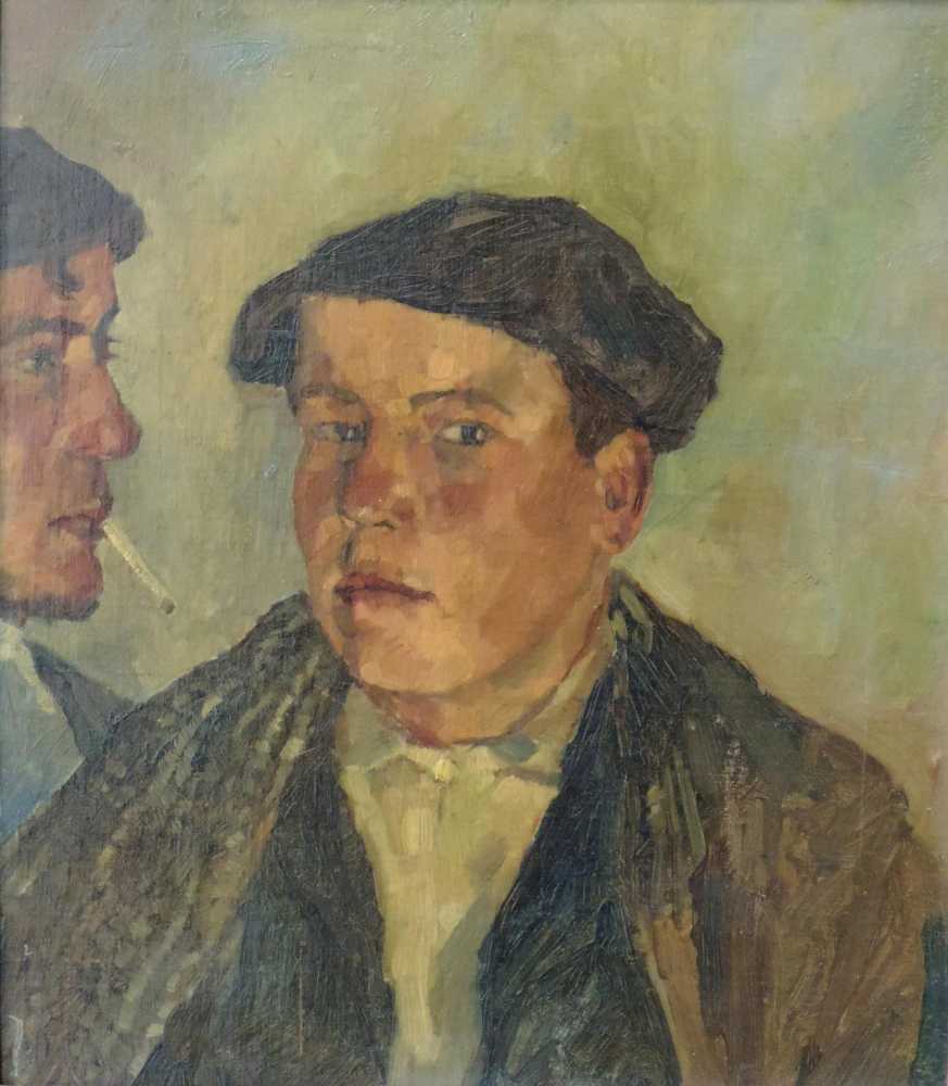 Willy FRIES (1881 - 1965) zugeschrieben. Studie von 2 Buben. 47 cm x 40 cm. Gemälde, Öl auf Leinwand