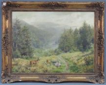 Wilhelm BUDDENBERG (1890 - 1967). Rehe auf einer Lichtung im Gebirge. 60 cm x 80 cm. Gemälde. Öl auf