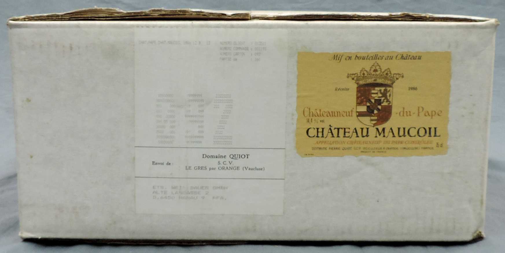 1986 Château Maucoil Chateauneuf - du - Pape, Rhone, France. 12 Flaschen. Je 75 cl, 14,4 % Vol.