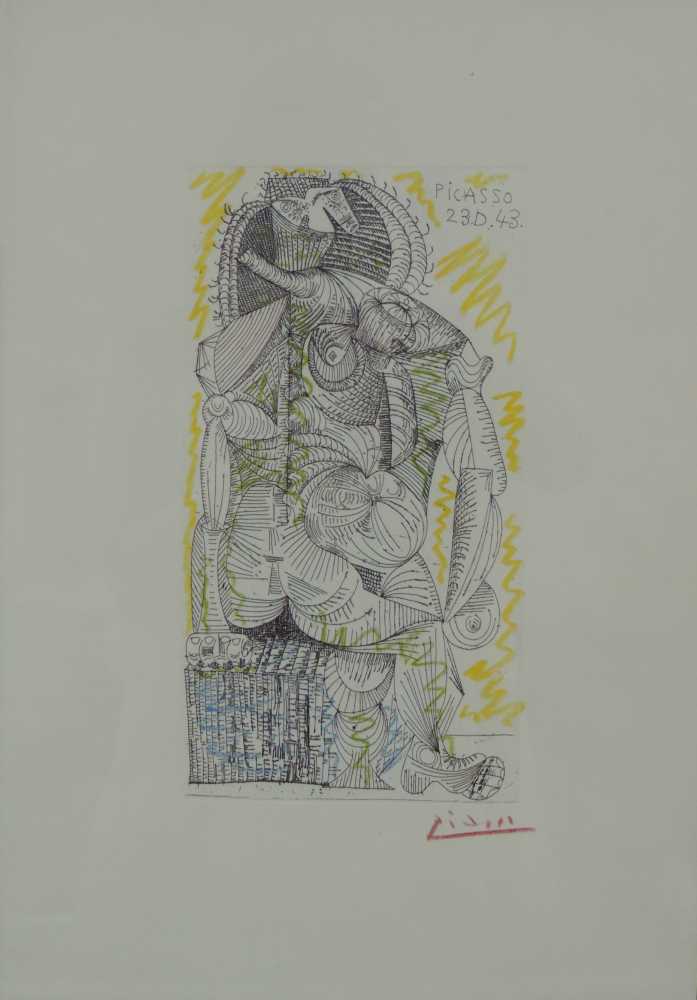 Pablo PICASSO (1881 - 1973). Robert Desnos, Contrée. 24,5 cm x 13 cm. Druck. Lithographie? Pablo - Image 2 of 6