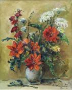 Karl DÖRRBECKER (1894 - 1983). Blumen. 56 cm x 46 cm. Gemälde, Öl auf Leinwand. Rechts unten