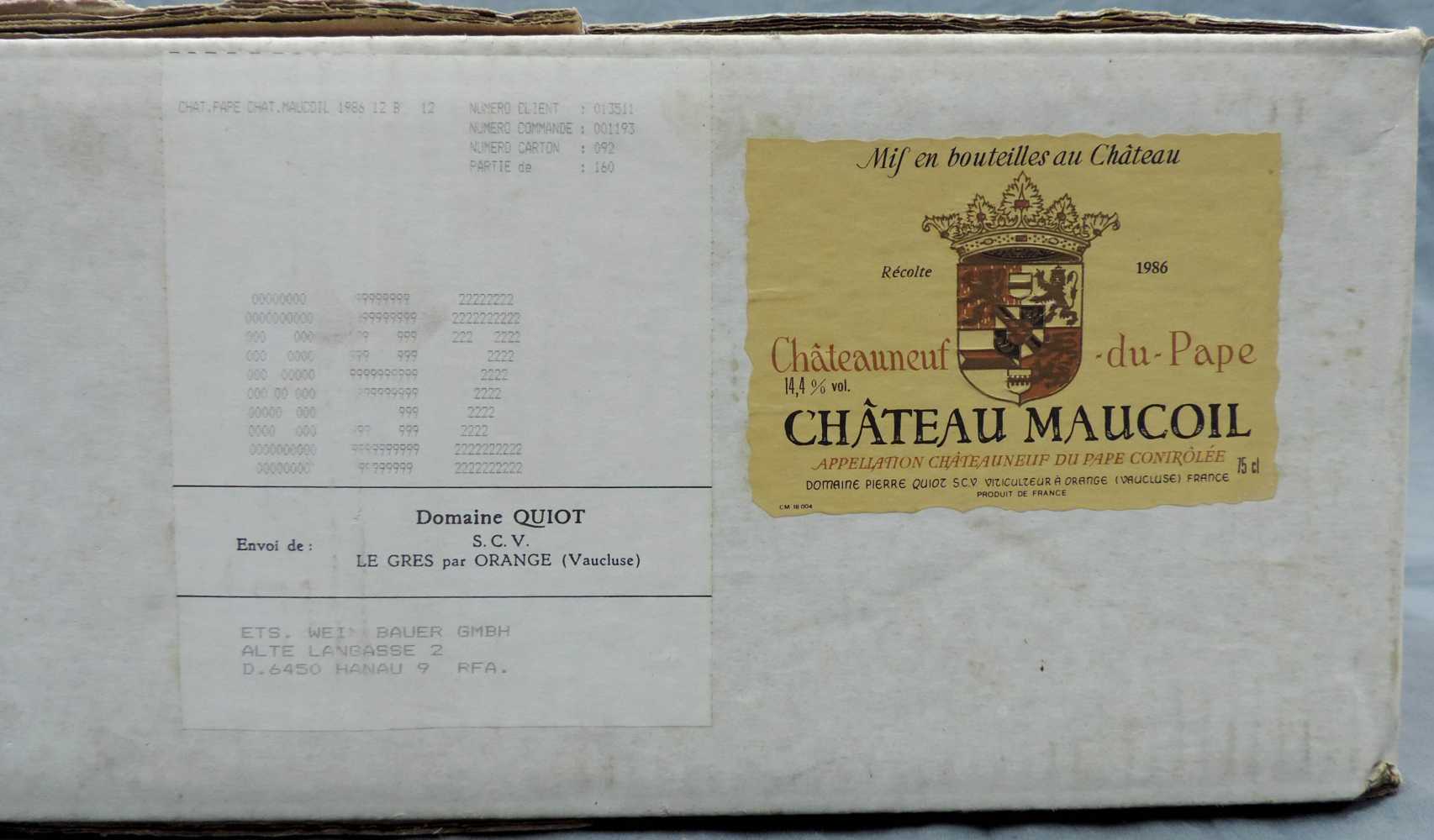 1986 Château Maucoil Chateauneuf - du - Pape, Rhone, France. 12 Flaschen. Je 75 cl, 14,4 % Vol. - Image 2 of 5