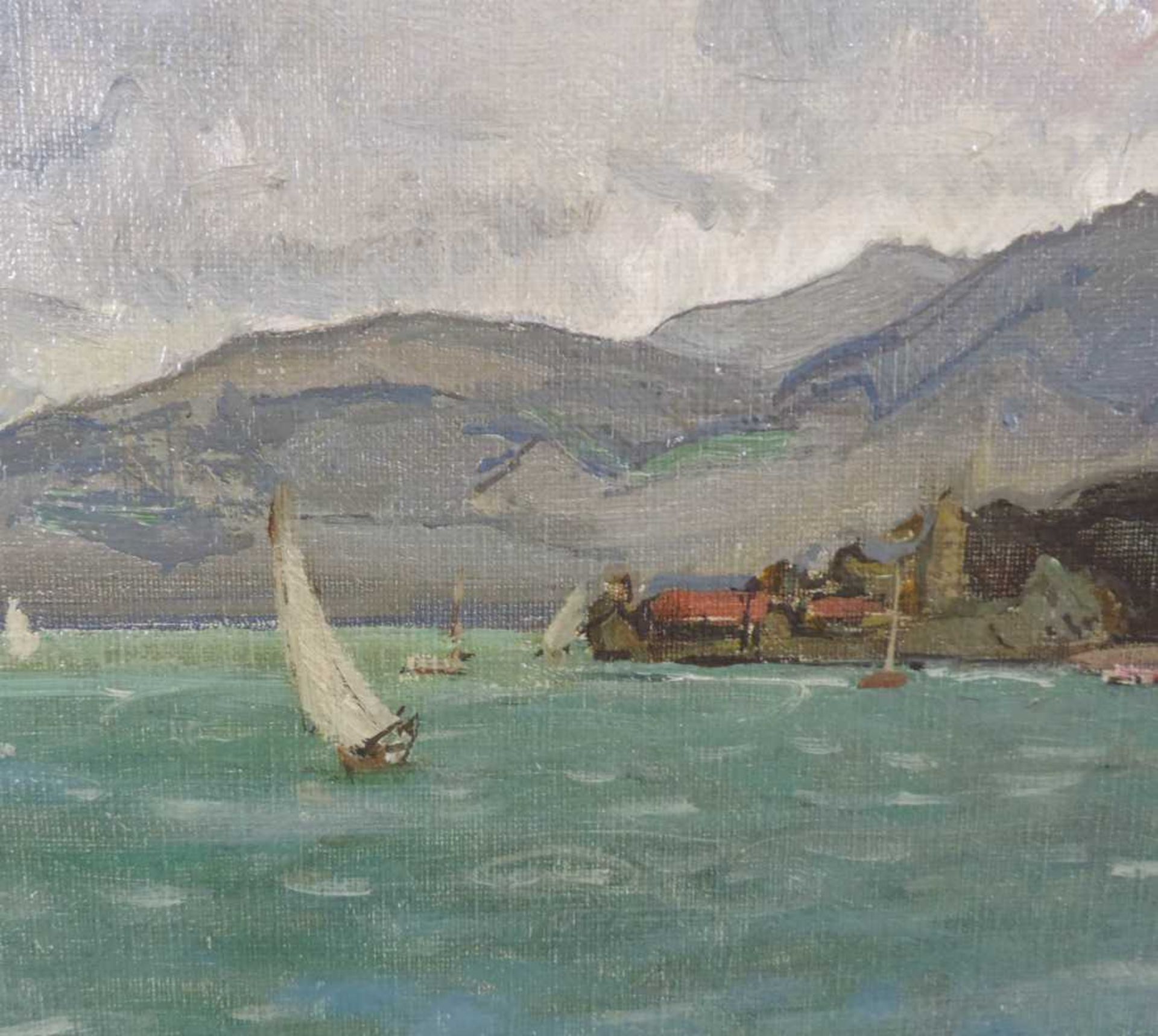 Otto MILLER-DIFLO (1878 - 1949). Blick auf die Fraueninsel in Chiemsee. 59,5 cm x 81,5 cm. - Bild 4 aus 10