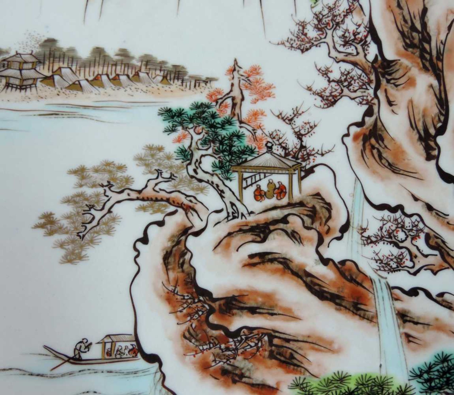 Großer "Inari" Teller, Japan, alt. Durchmesser 40 cm. Landschaftsmalerei. Big "Imari" Plate, - Bild 4 aus 8