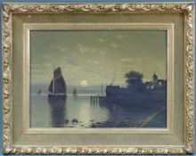 C. BERTHOLD (XIX). Nocturno. 48 cm x 64 cm. Gemälde, Öl auf Leinwand. Links unten signiert. C.