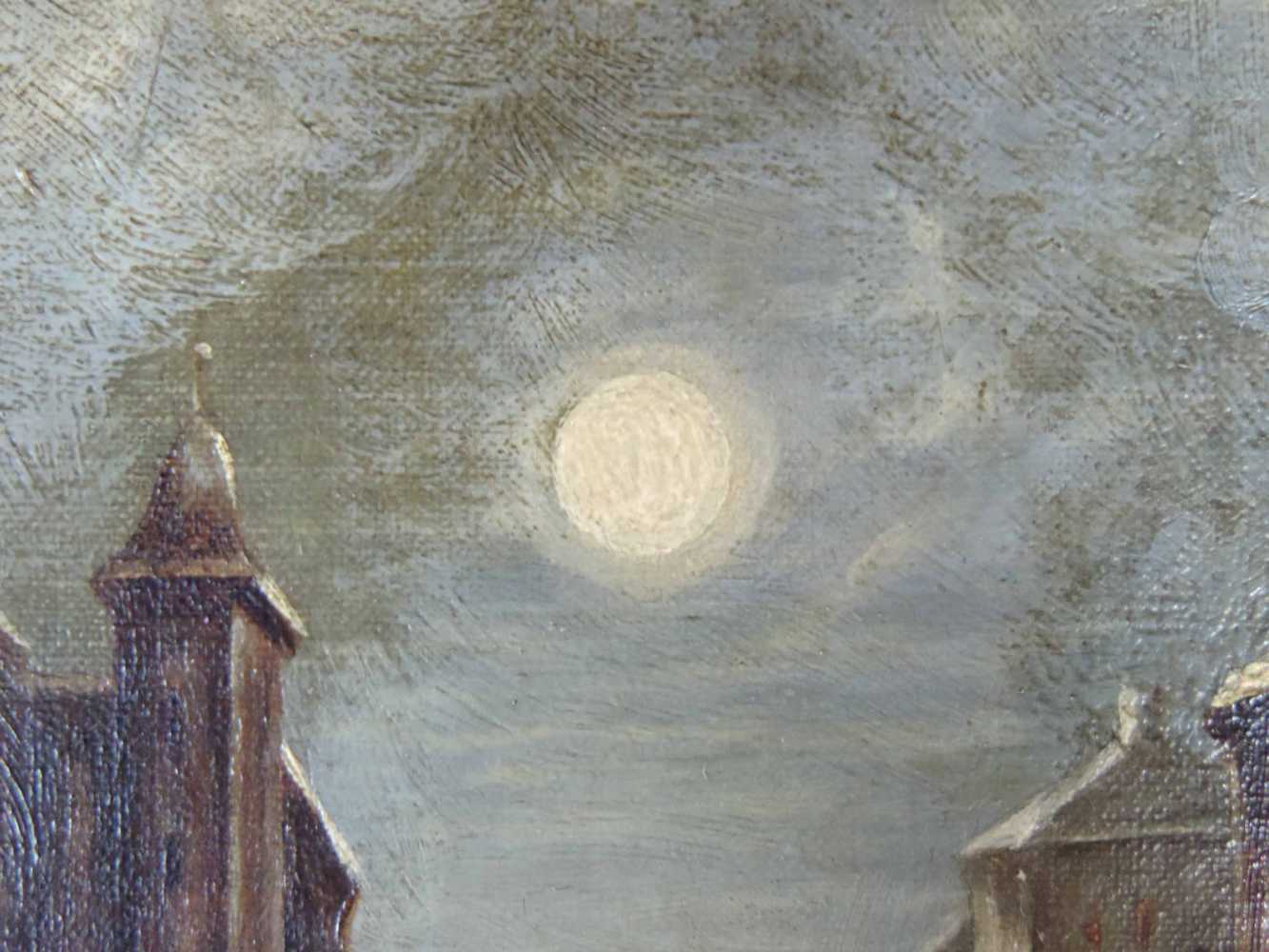 UNDEUTLICH SIGNIERT (XIX - XX). Nocturno. 18 cm x 32 cm. Gemälde, Öl auf Holz. INDISTINCTLY - Image 5 of 6