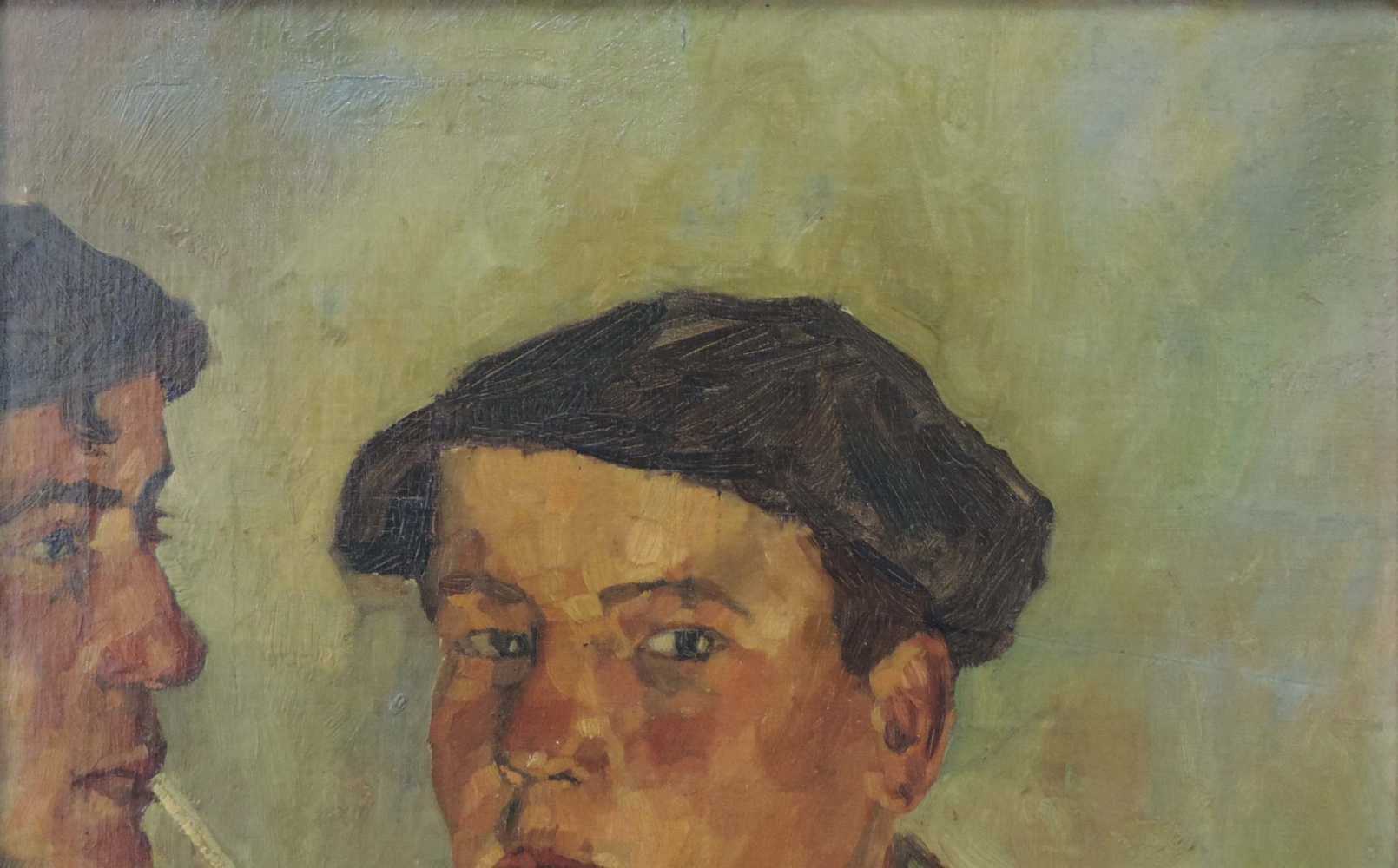 Willy FRIES (1881 - 1965) zugeschrieben. Studie von 2 Buben. 47 cm x 40 cm. Gemälde, Öl auf Leinwand - Image 3 of 6
