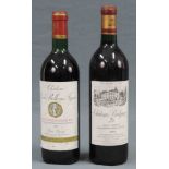 1984 Château Belgrave und 1983 Château Rocher Bellevue Figeac. Je eine Flasche Rotwein Frankreich.