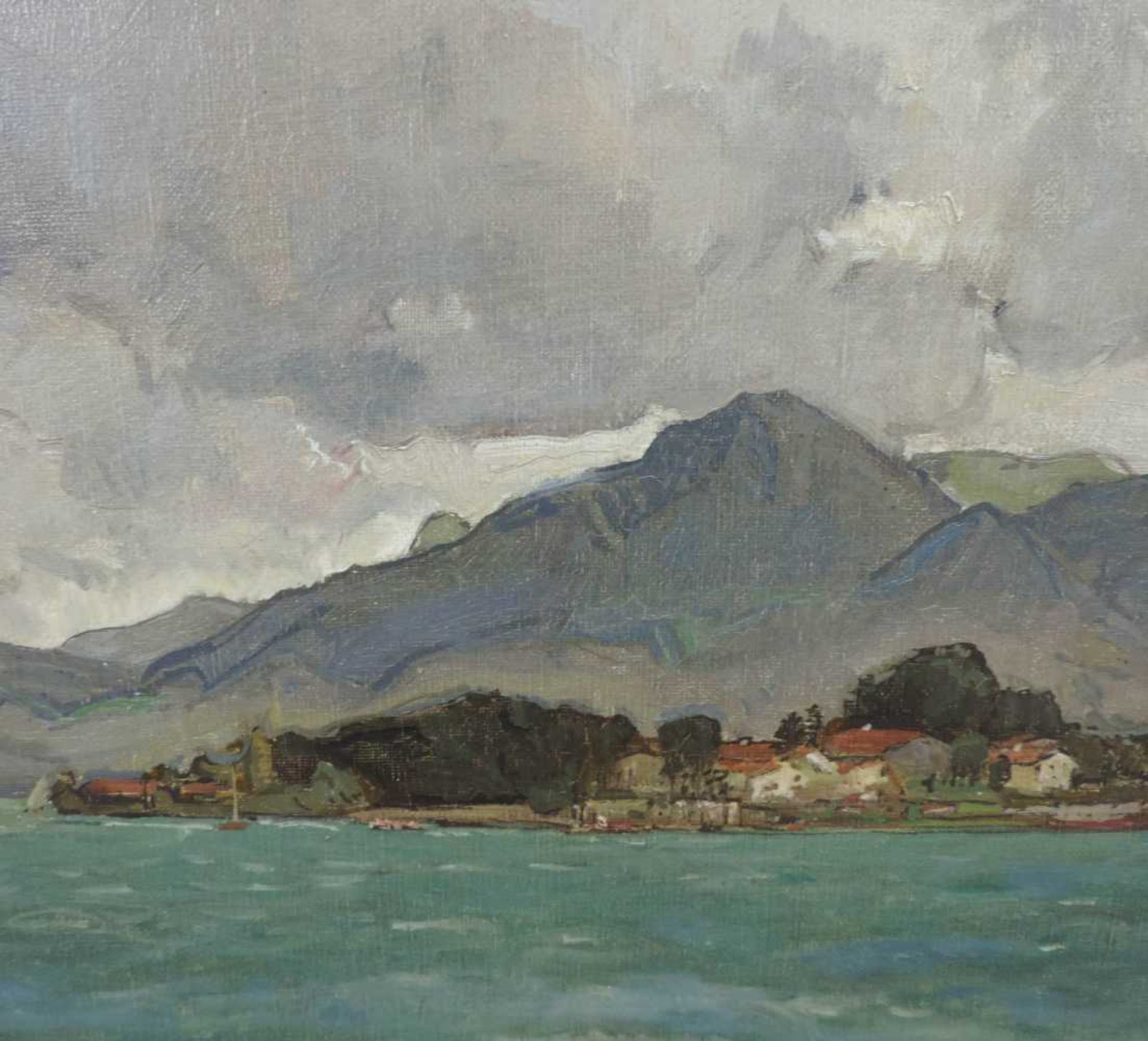 Otto MILLER-DIFLO (1878 - 1949). Blick auf die Fraueninsel in Chiemsee. 59,5 cm x 81,5 cm. - Bild 9 aus 10