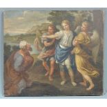 Unbekannt (XVIII). Abraham und die drei Engel. 63 cm x 74 cm. Gemälde. Öl auf Leinwand. Unknown (