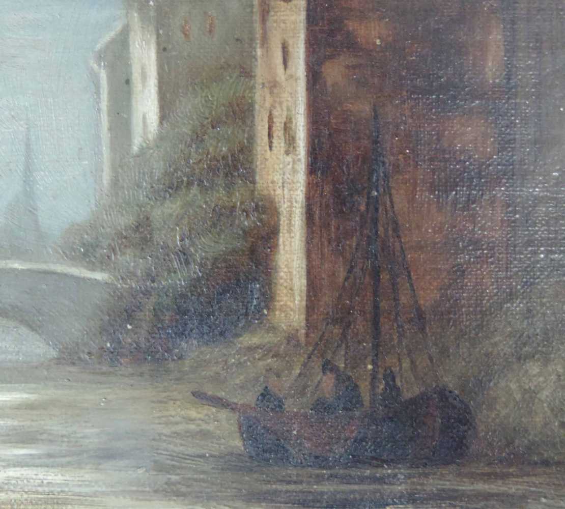 UNDEUTLICH SIGNIERT (XIX - XX). Nocturno. 18 cm x 32 cm. Gemälde, Öl auf Holz. INDISTINCTLY - Image 4 of 6
