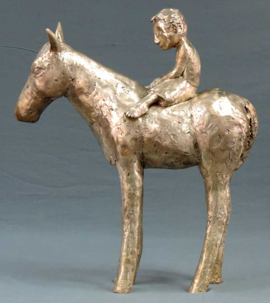 Monogrammist "TS". Bronze. Junge auf einem Esel. Circa 61 cm hoch. Monogrammist "TS". Bronze. Boy on - Image 4 of 9