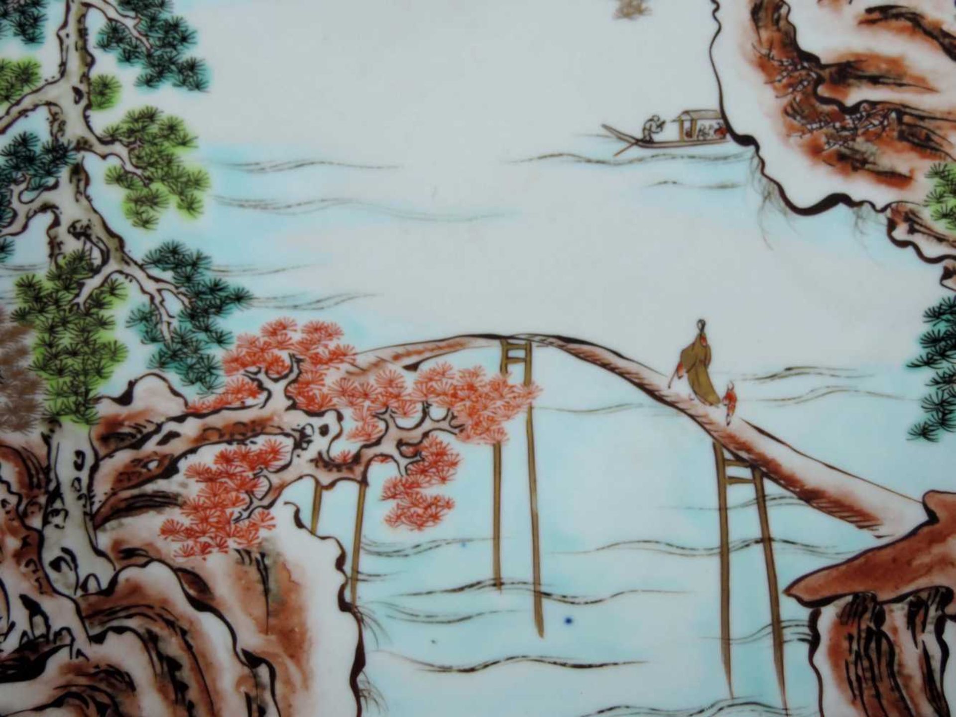 Großer "Inari" Teller, Japan, alt. Durchmesser 40 cm. Landschaftsmalerei. Big "Imari" Plate, - Bild 3 aus 8