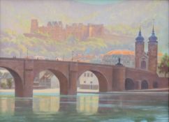 Max BUCHHOLZ (XX). Heidelberg 1947 im Sommer. 45 cm x 62 cm. Gemälde, Öl auf Holz. Links unten