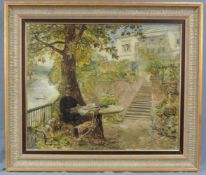 Carl BÖKER (1836 - 1905). Villa Ahrweiler, Heidelberg. 67 cm x 56 cm. Gemälde, Öl auf Leinwand.