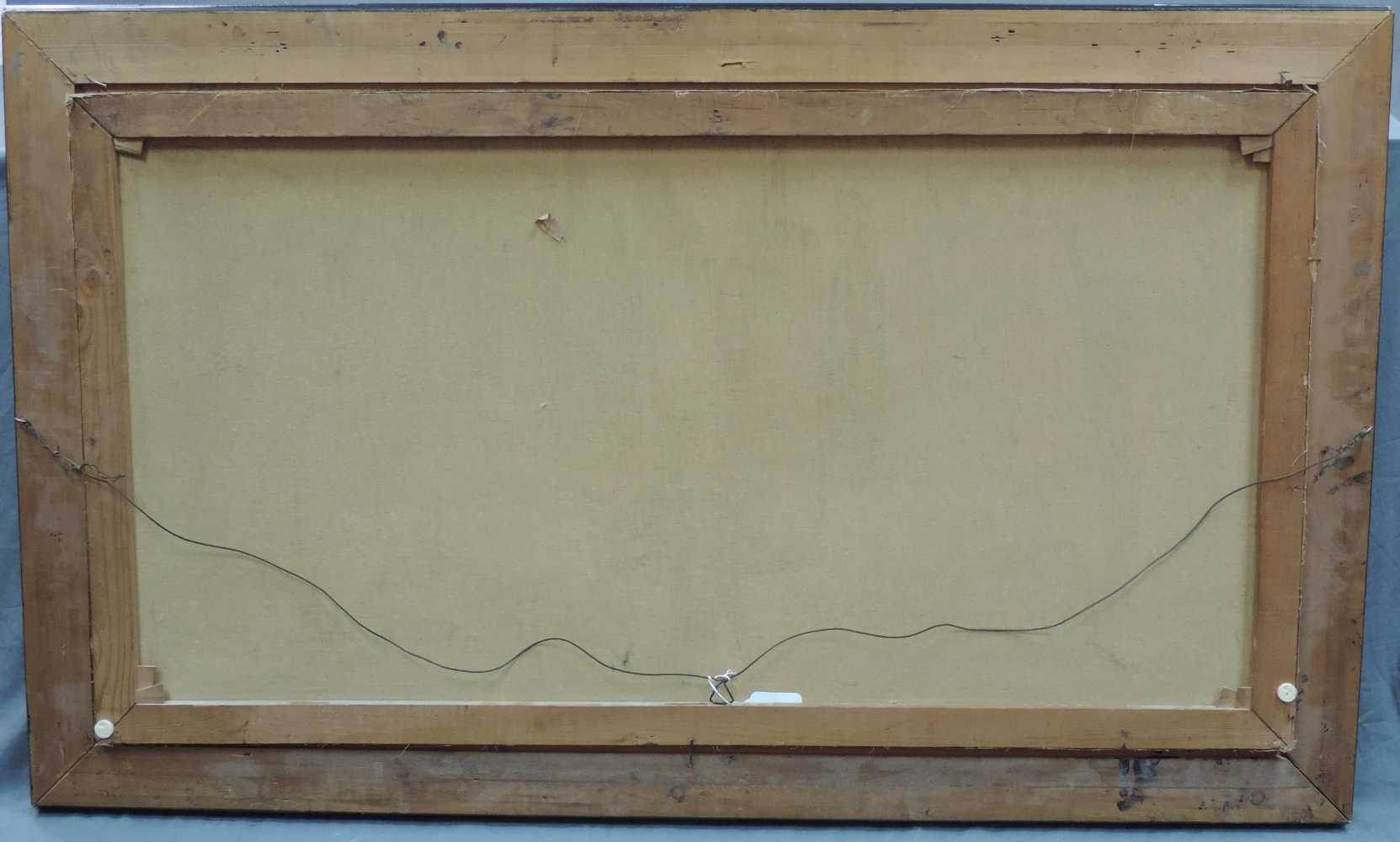 Nach Arnold Böcklin. ''Die Toteninsel''. 135 cm x 72 cm. Gemälde, Öl auf Leinwand. Unsigniert. - Image 2 of 5