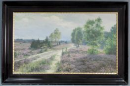 Johannes HARDERS (1871 - 1950). Heidelandschaft. 79 cm x 125 cm. Gemälde, Öl auf Leinwand. Rechts