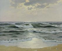 Waldemar SCHLICHTING (1896 - 1970). Wellen am Nordseestrand. 50 cm x 60 cm. Gemälde, Öl auf