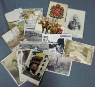 Circa 28 Postkarten und Ansichtskarten. Auch Zeppelin, Lithographien, Schifffahrt. Circa 28