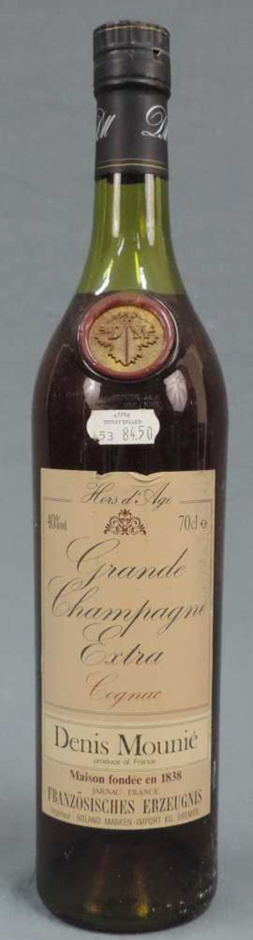 Denis Mounié Grande Champagne Extra Cognac. Maison Fondée en 1838. 70cl. 40%. Denis Mounié Grande