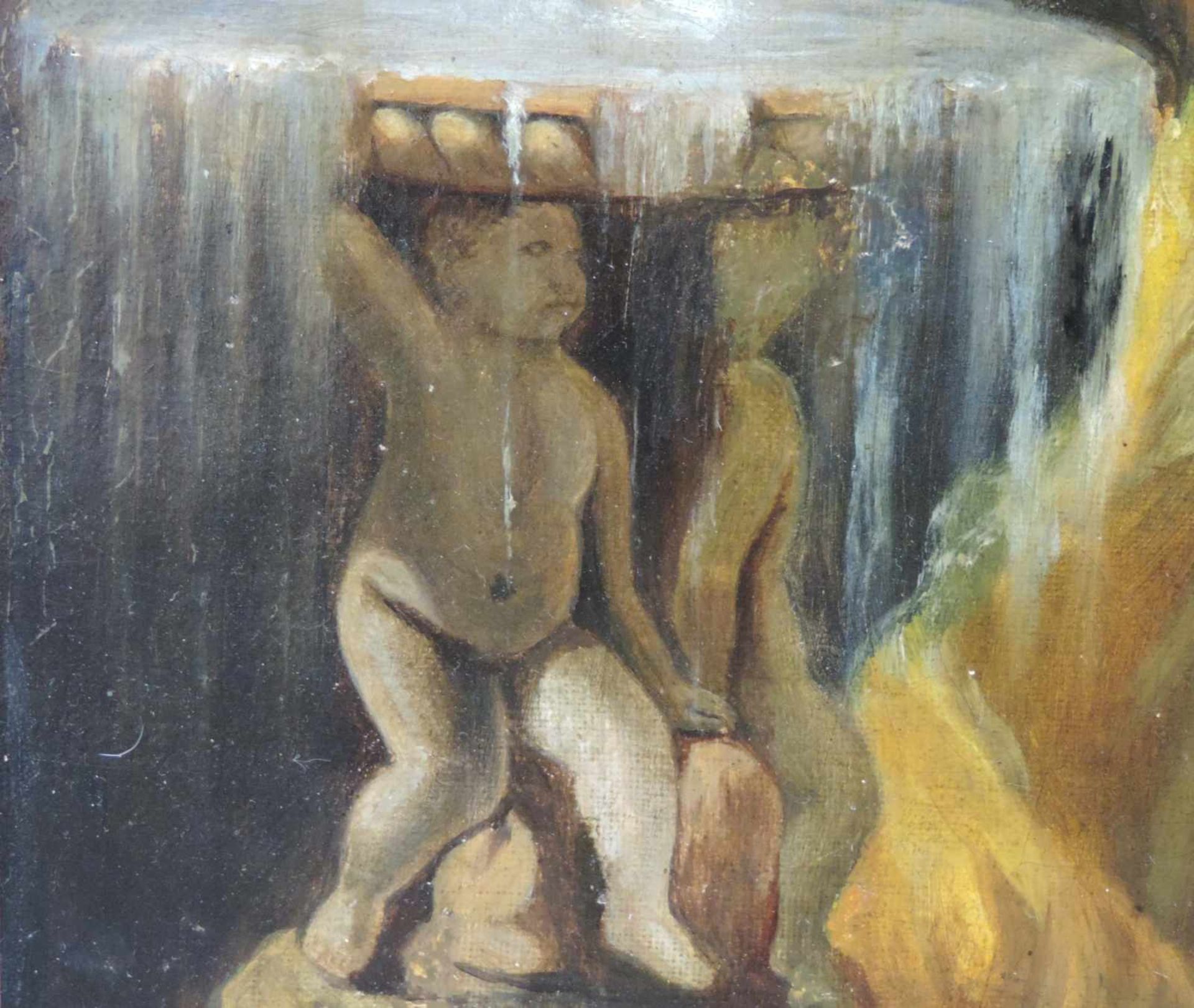 UNDEUTLICH SIGNIERT (XIX). Venus im Bade. 55 cm x 46 cm. Gemälde. Öl auf Leinwand. Passend zur - Image 4 of 5