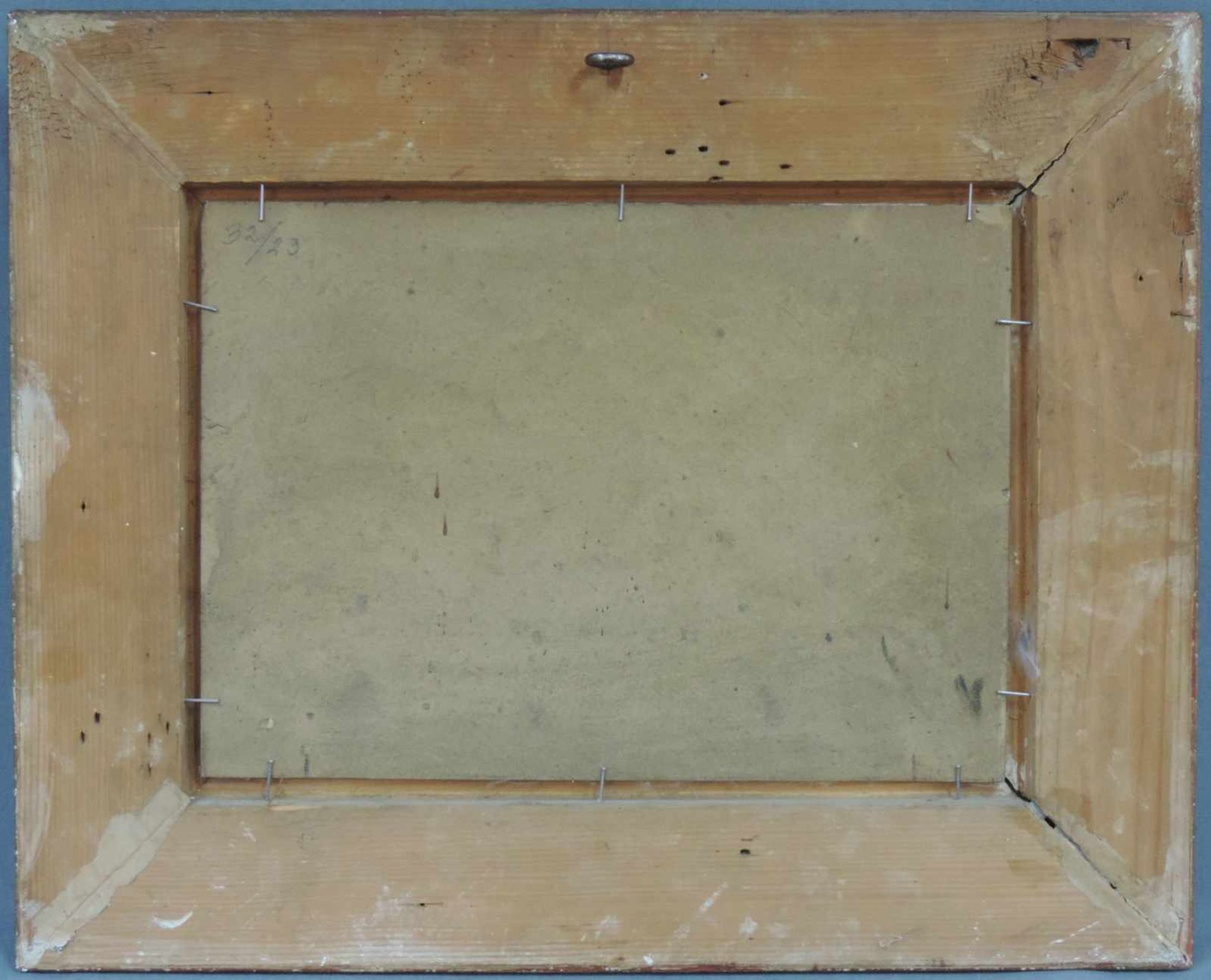 C. Schaller, Weimar. Bäuerlicher Plausch am Waldrand. 23 cm x 32 cm. Gemälde. Öl auf Karton. C. - Image 4 of 4