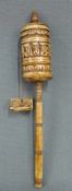 Gebetsmühle, Bein, Nepal / China / Tibet, alt. 20 cm lang. Prayer Wheel, bone, Nepal / China /