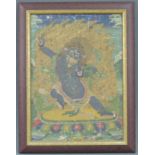Tanka, Tibet. Vajrabhaivara. Hüter der Yamantaka Regeln. Sieger gegen den Tod. Tibet. Antik. 54,5 cm