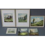 Willy BECKER (1903 - 1987). 6 Aquarelle, Landschaften. Bis 23 cm x 29 cm. Jeweils signiert.