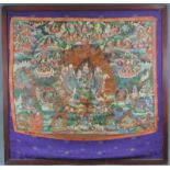 Tangka, Tibet, 19. Jahrhundert. 130 cm x 126 cm. Mit Rahmen. Thangka, Tibet, 19th century. 130 cm