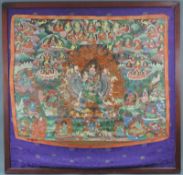 Tangka, Tibet, 19. Jahrhundert. 130 cm x 126 cm. Mit Rahmen. Thangka, Tibet, 19th century. 130 cm