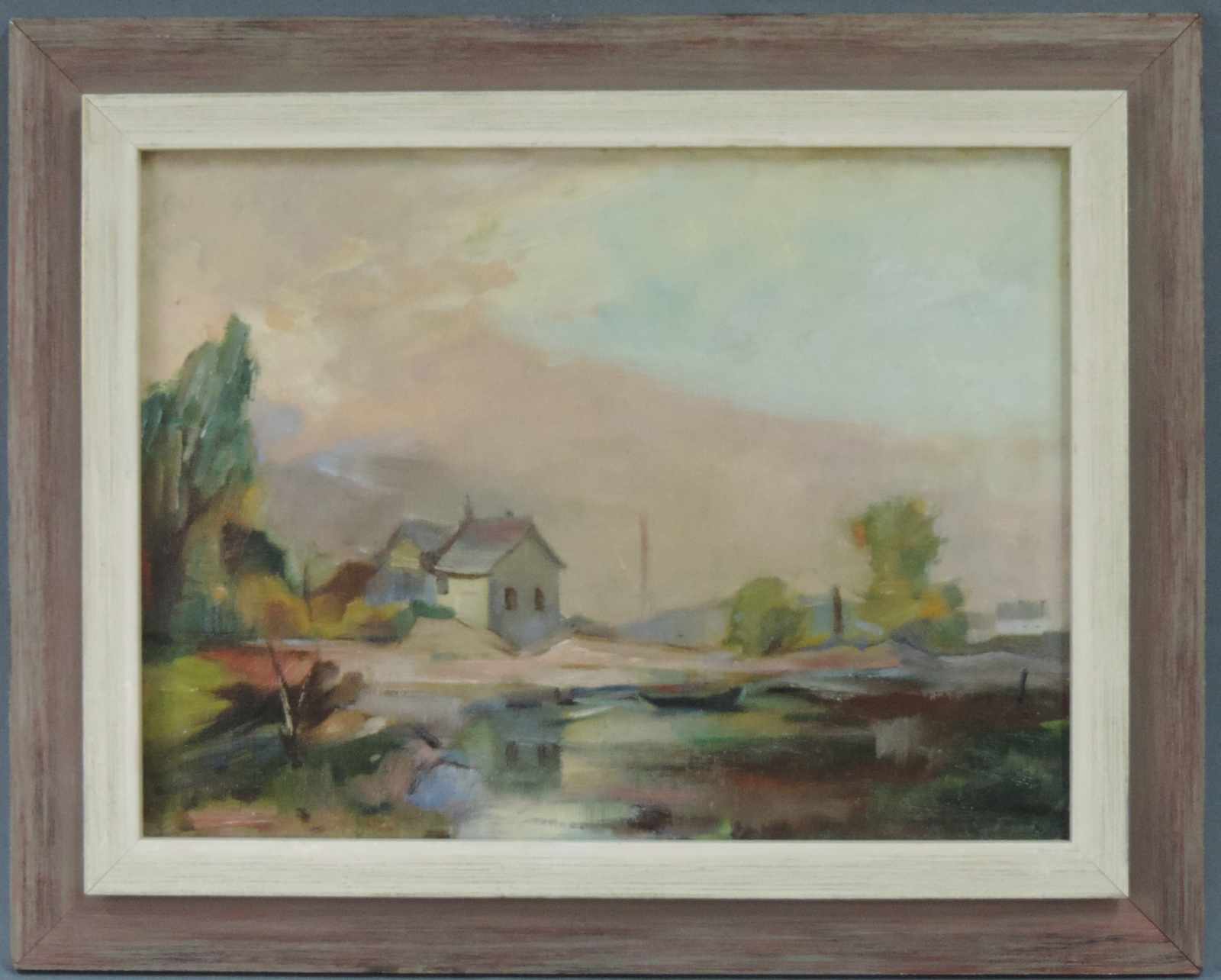 Gretchen WOHLWILL (1878 - 1962). Häuser am Wasser. 39 cm x 52,5 cm. Gemälde. Öl auf Leinwand. - Image 8 of 8