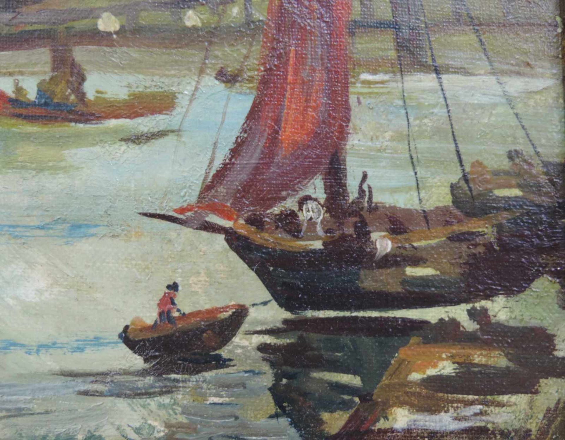 Joseph SLOMAN (1883 -?). "On the River". 30 cm x 40 cm. Gemälde. Öl auf Leinwand und Tafel. Rechts - Image 4 of 7