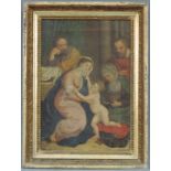 UNBEKANNT (XVII). Maria mit Jesus, Josef, Anna und Joachim. 43 cm x 31 cm. Gemälde. Öl auf Leinwand.