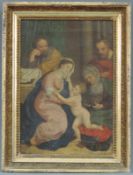 UNBEKANNT (XVII). Maria mit Jesus, Josef, Anna und Joachim. 43 cm x 31 cm. Gemälde. Öl auf Leinwand.