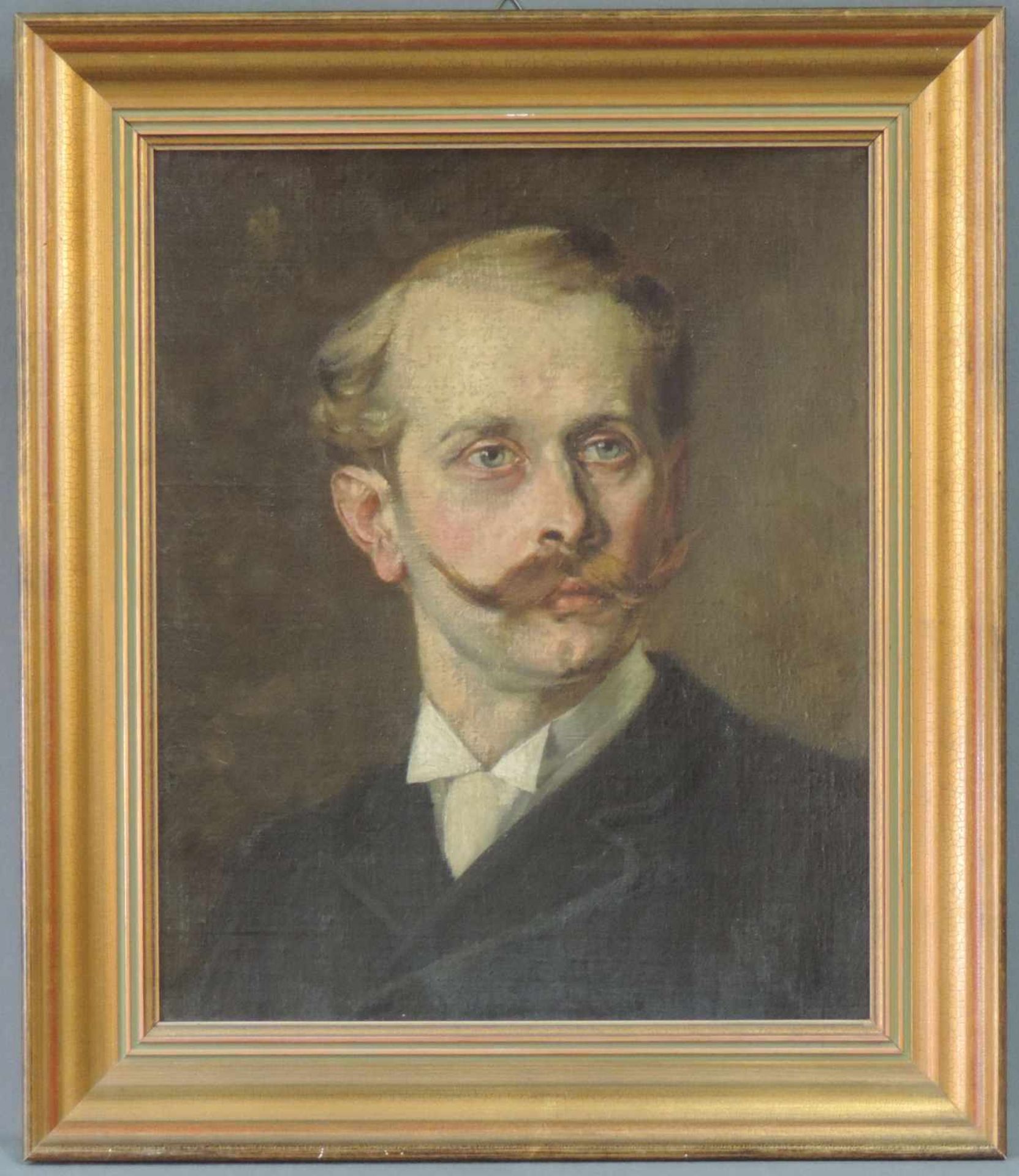 UNBEKANNT (XIX). Portrait eines Mannes. 48 cm x 39 cm. Gemälde. Öl auf Leinwand. UNKNOWN (XIV).